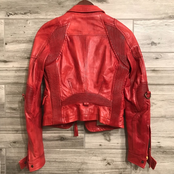 DSquared2 Red Leather Biker Jacket Size 40 / XS - Picture 2 of 8